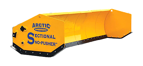 Arctic sectional snow pusher attachment